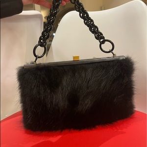 Giuliana Teso Neiman marcus exclusive black fur handbag